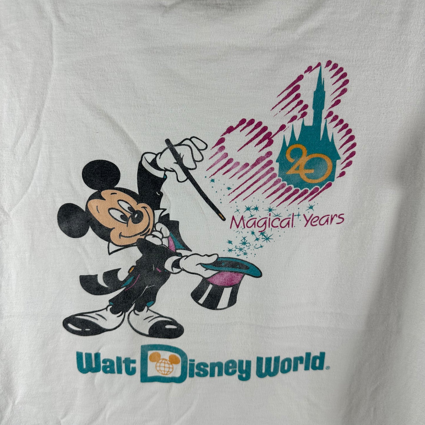 Vintage 90s Disney World Mickey Mouse 20 Magical Years Cartoon T-Shirt