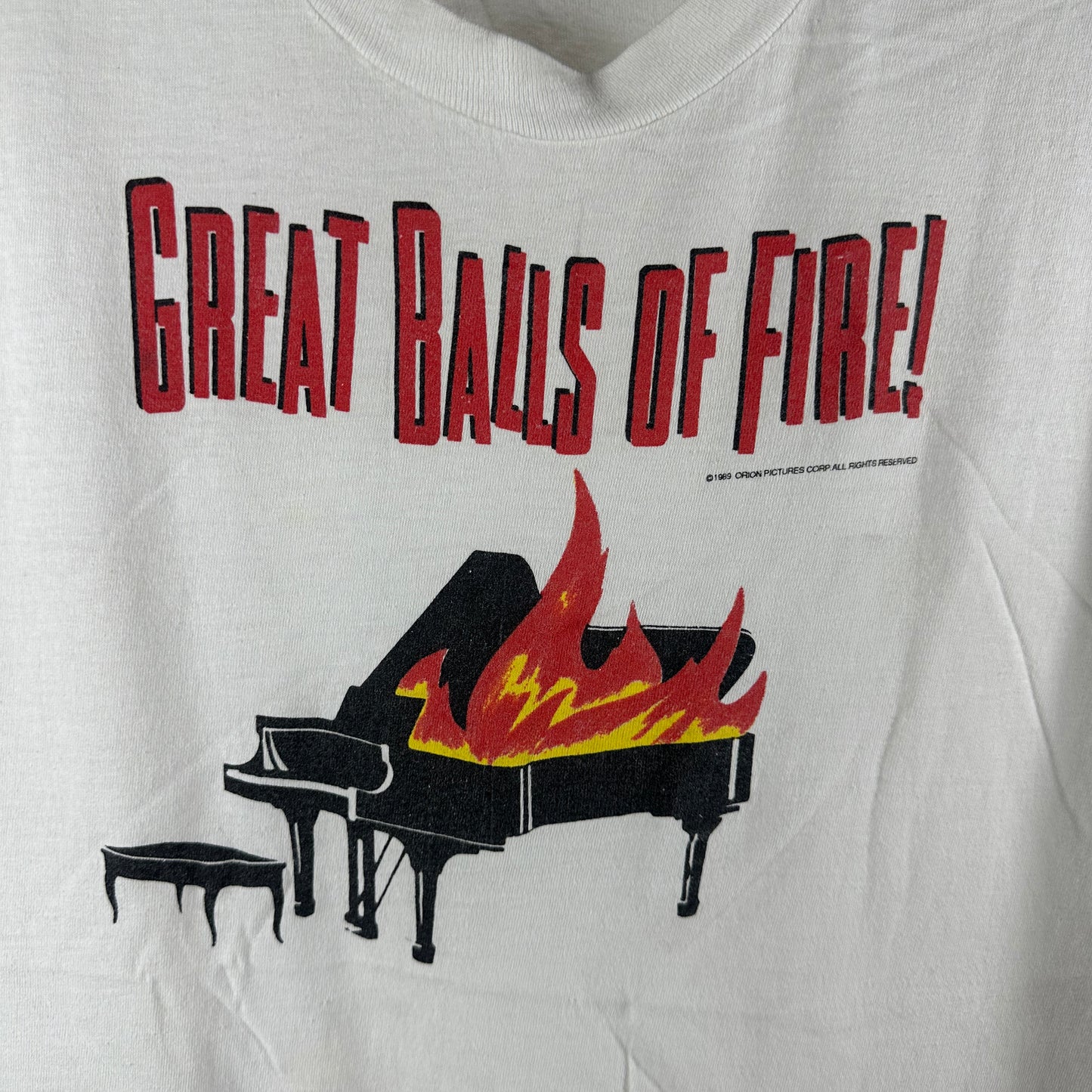 Vintage 1989 Great Balls of Fire! Movie Promo Single Stitch T-Shirt