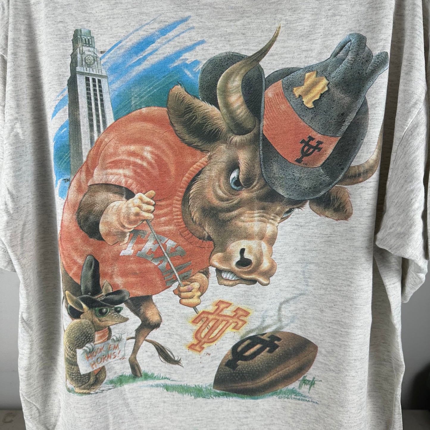Vintage 1991 Texas Longhorns Mascot NCAA Caribbean Dream Graphic T-Shirt