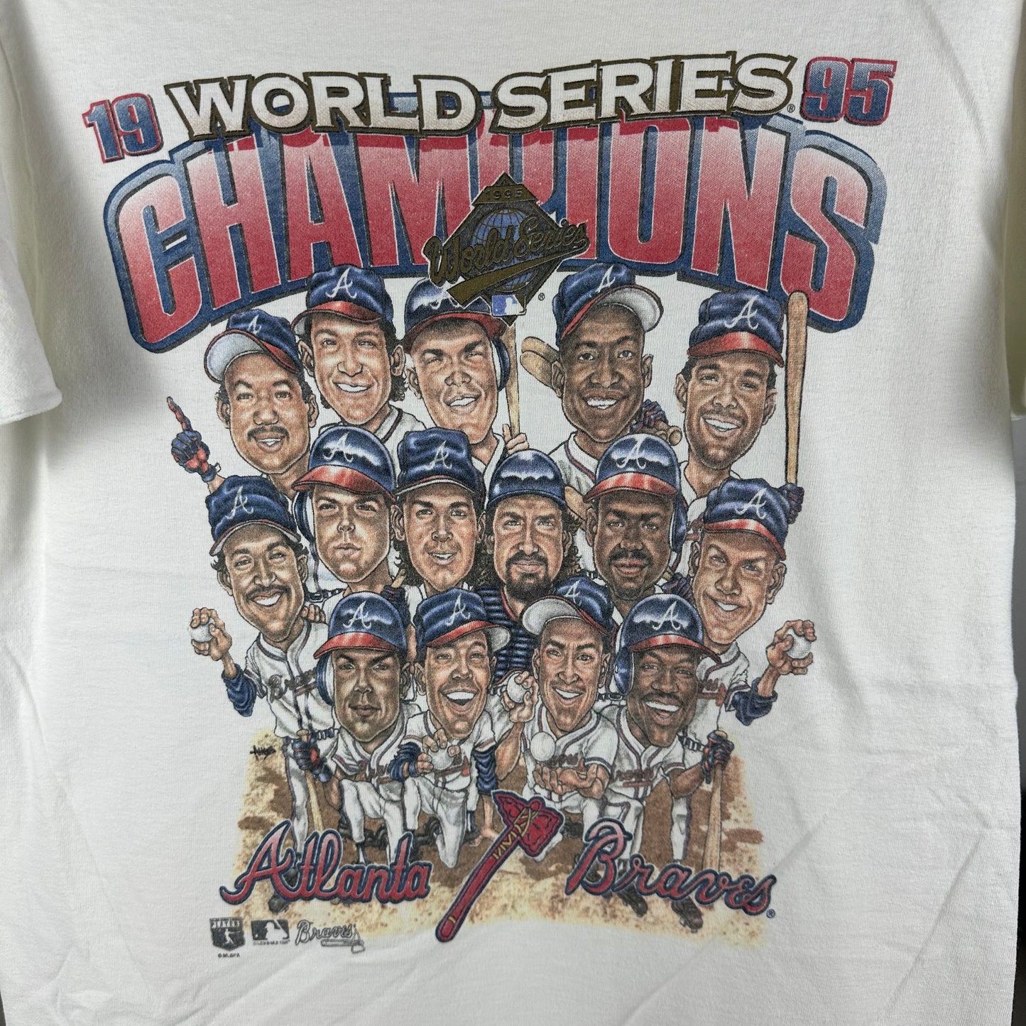 Vintage 1995 Atlanta Braves MLB Champions Caricature Salem Sportswear T-Shirt