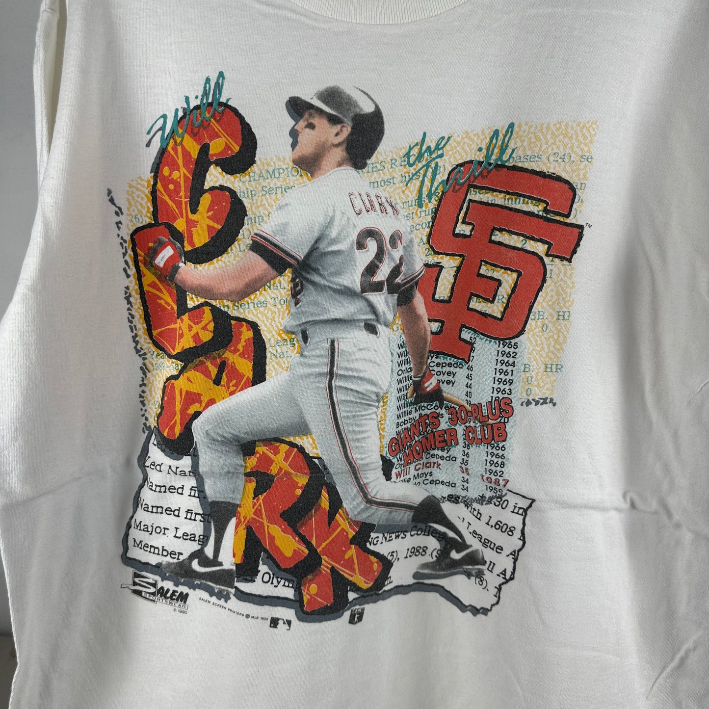 Vintage 1990 Will Clark San Francisco Giants MLB Single Stitch T-Shirt