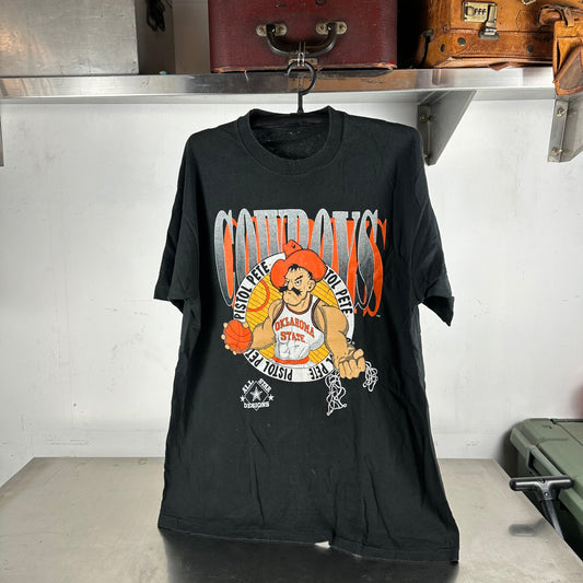 Vintage 90s Oklahoma State Cowboys Basketball Pistol Pete Mascot NCAA T-shirt