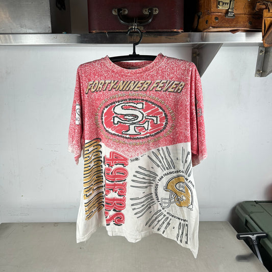 Vintage 90s San Francisco 49ers NFL All Over Print AOP Single Stitch T-shirt