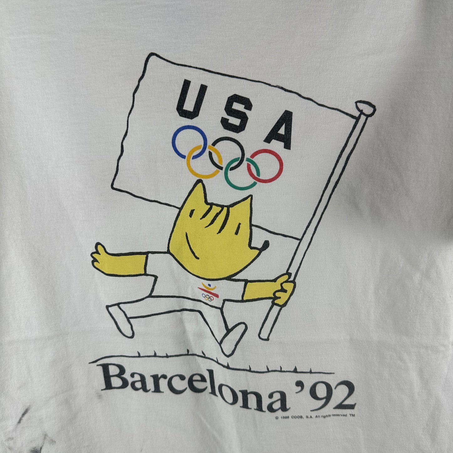 Vintage 1992 Barcelona Olympics Cobi Mascot Graphic Single Stitch T-Shirt