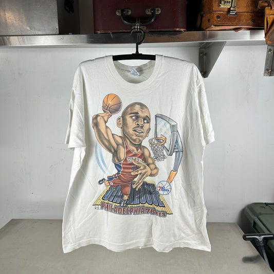 Vintage 90s Jerry Stackhouse Philadelphia 76ers NBA Caricature Salem Sportswear T-shirt