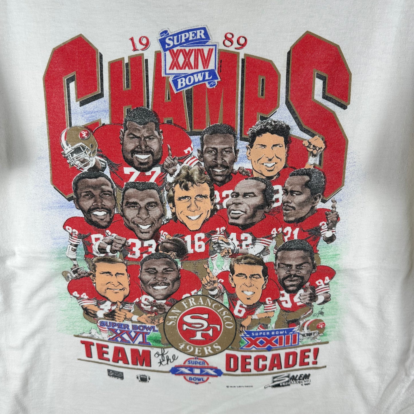 Vintage 1989 San Francisco 49ers NFL Team of the Decade Caricature T-Shirt