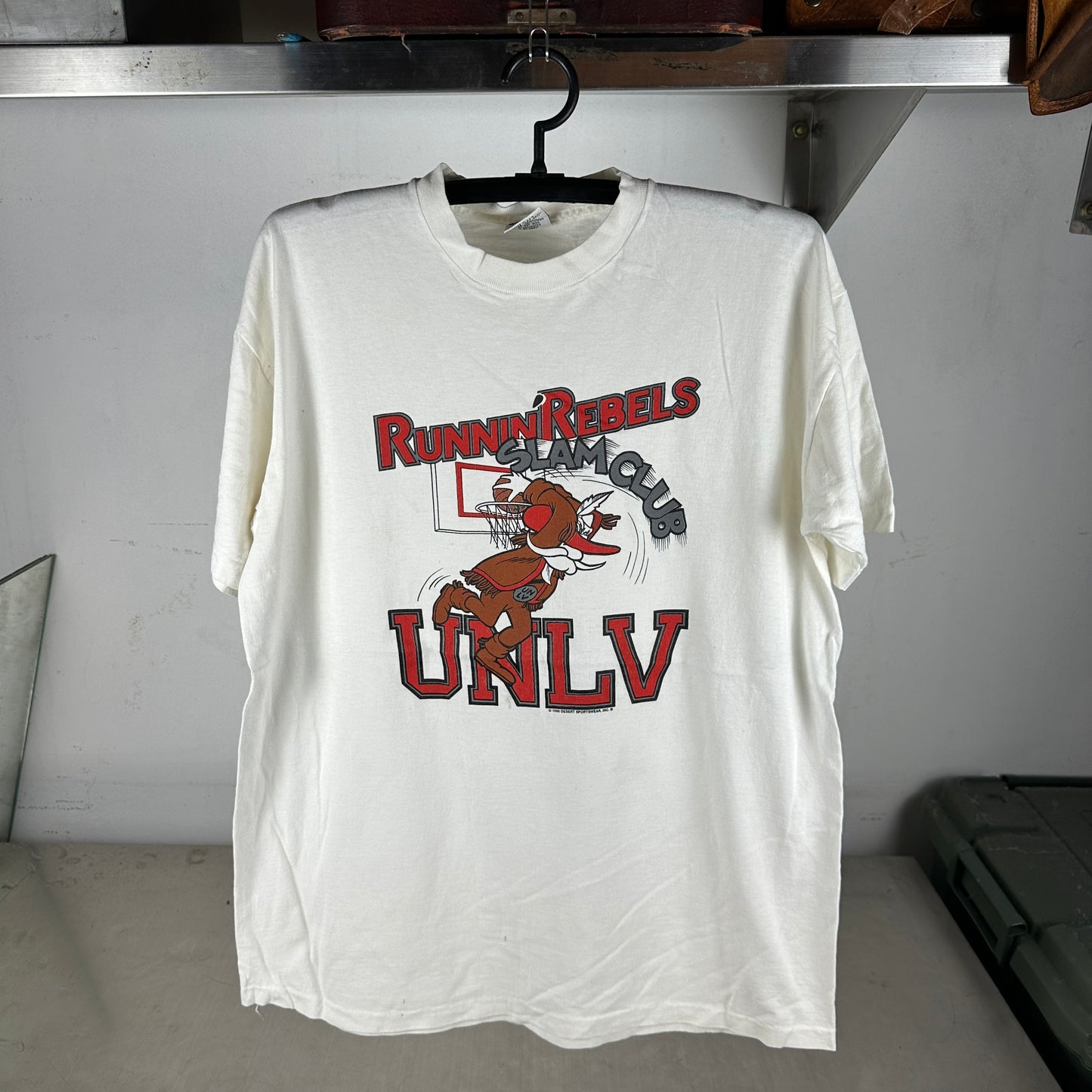 Vintage 1990 UNLV Runnin Rebels Slam Club NCAA Basketball Single Stitch T-Shirt