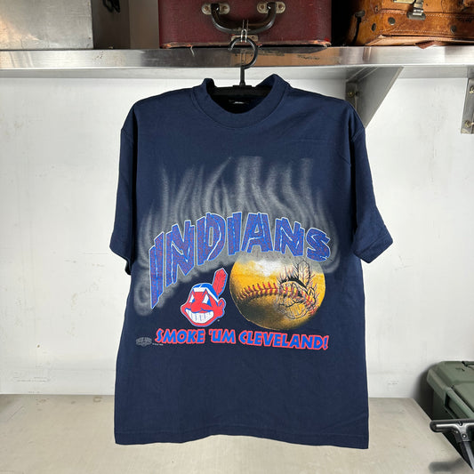 Vintage 1996 Cleveland Indians Smoke Um! MLB Graphic T-shirt
