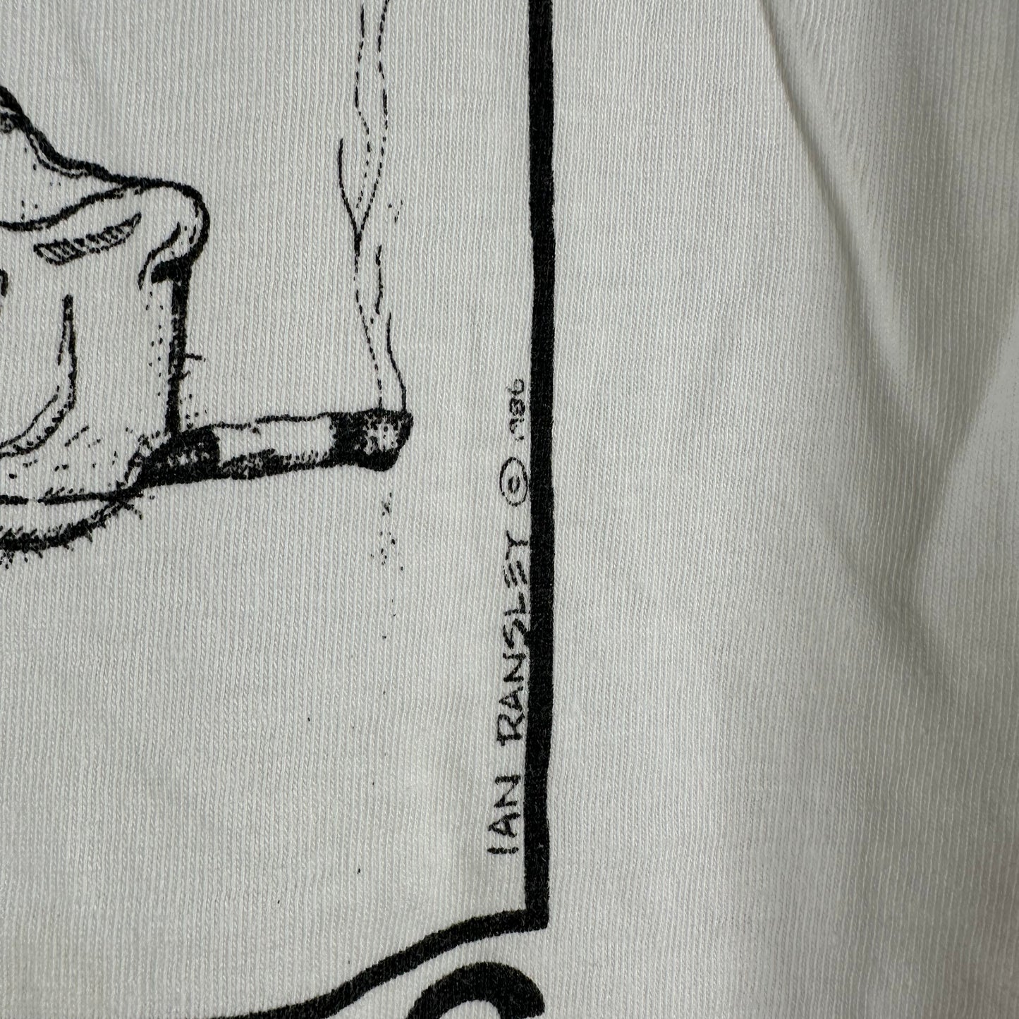 Vintage 1986 Ian Ransley Davis Smoking Cow Art Single Stitch T-Shirt