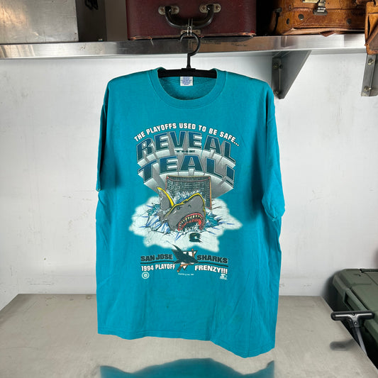 Vintage 1994 San Jose Sharks Reveal The Teal NHL Graphic T-shirt
