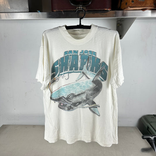 Vintage 90s San Jose Sharks Mascot NHL Graphic Single Stitch T-shirt