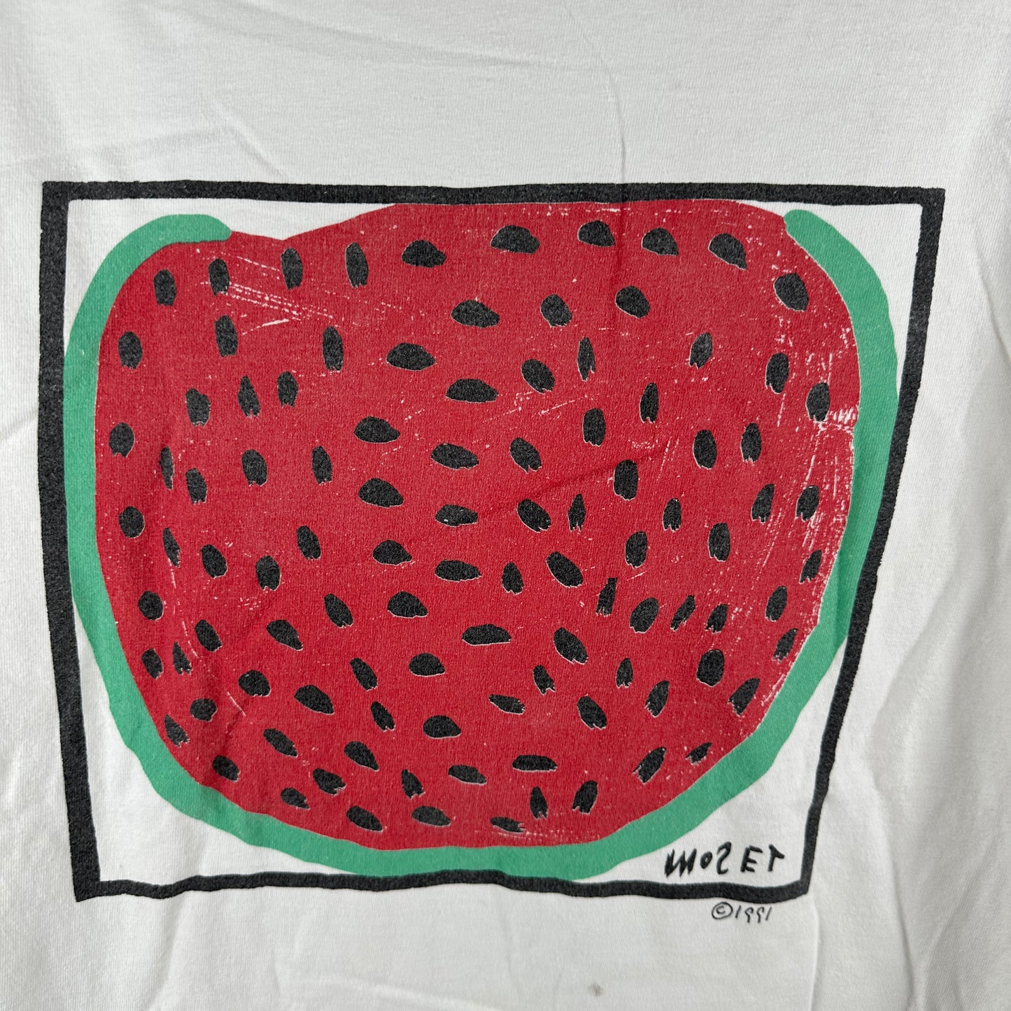 Vintage 1991 Mose Tolliver Watermelon Art Graphic T-Shirt