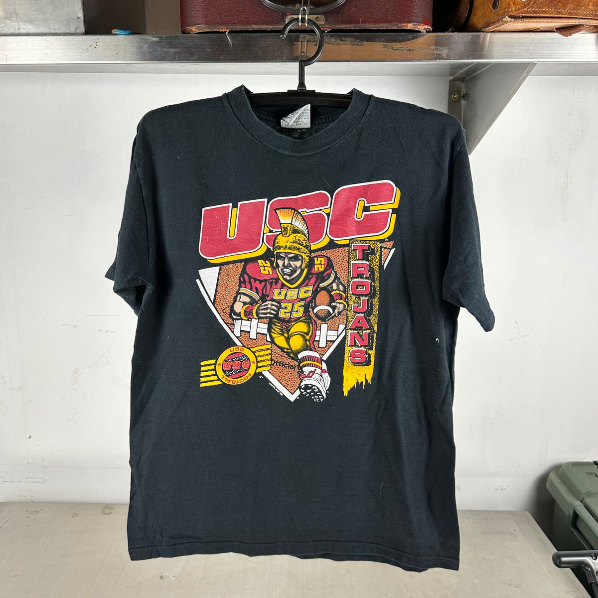 Vintage 1990 USC Trojans Football NCAA Mascot Single Stitch T-shirt