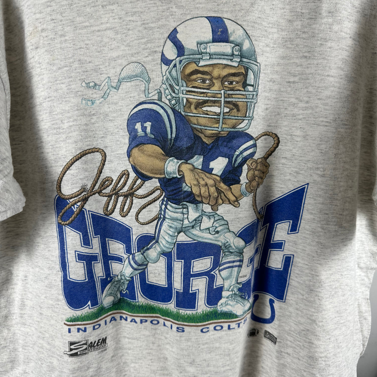 Vintage 1990 Jeff George Indianapolis Colts NFL Caricature Salem Sportswear T-shirt