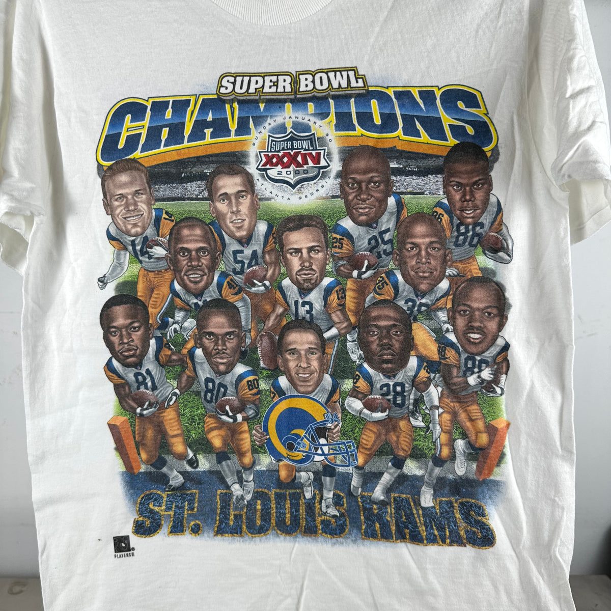 Vintage 2000 St. Louis Rams NFL Super Bowl Champions Caricature T-shirt