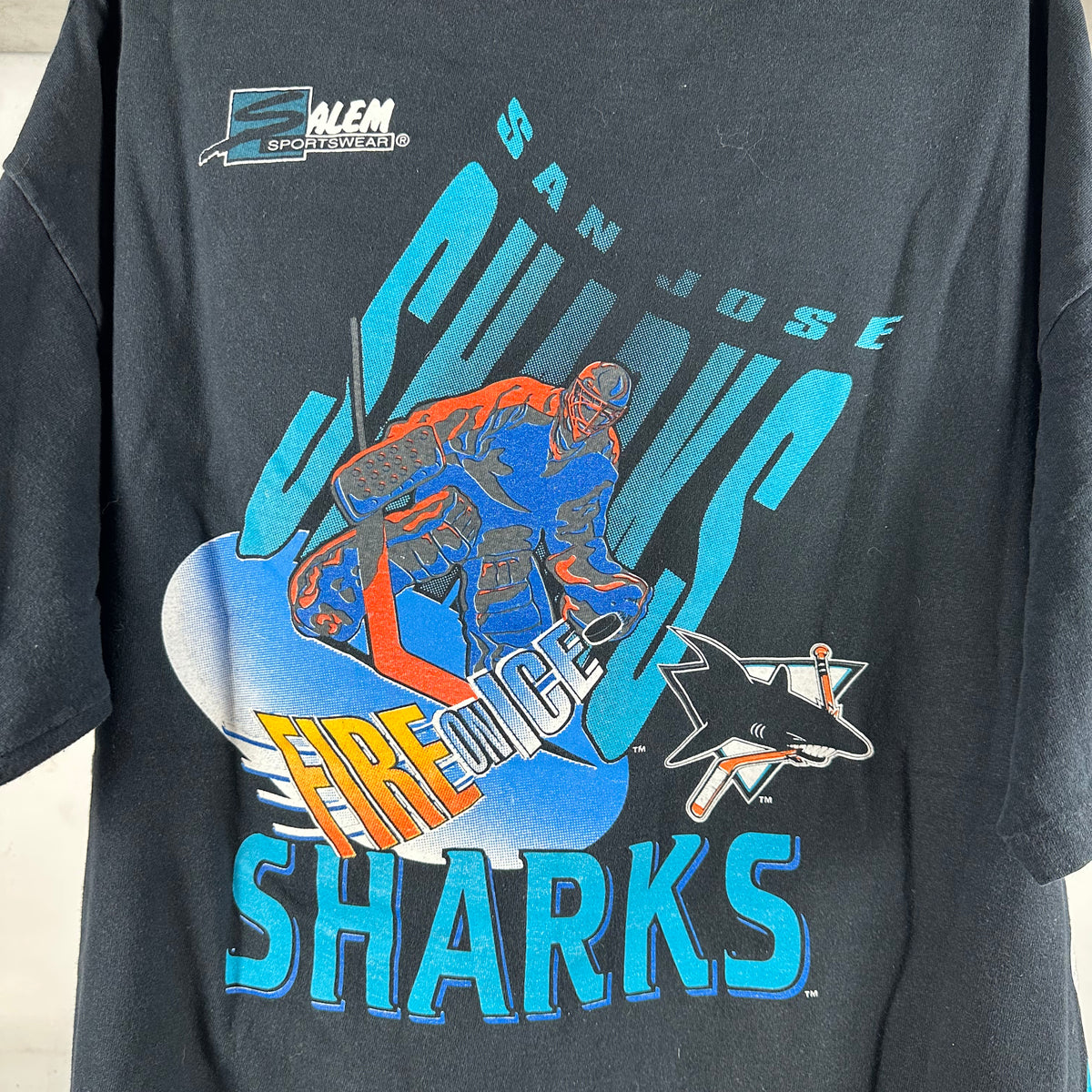 Vintage 1992 San Jose Sharks Fire On Ice NHL Single Stitch T-Shirt