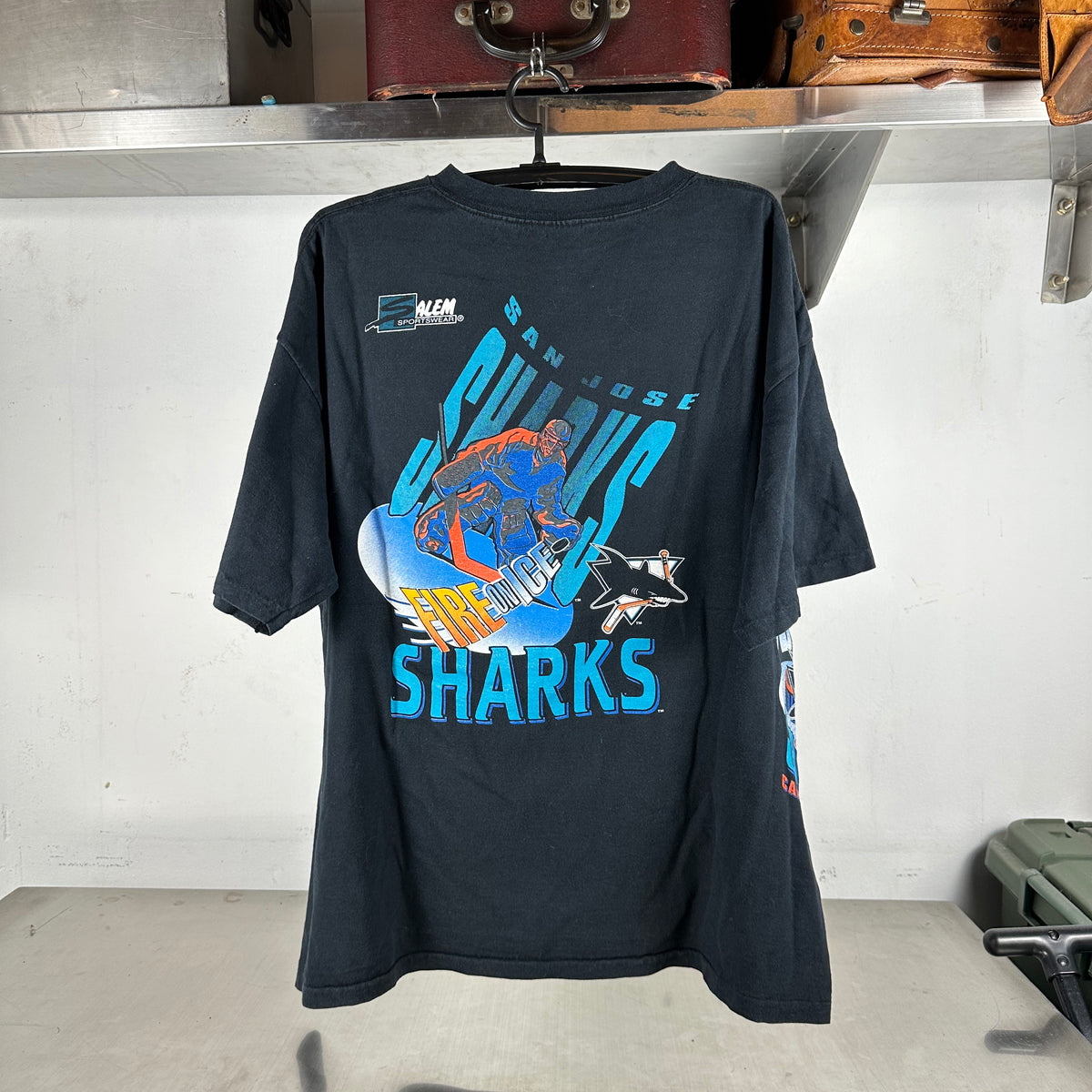 Vintage 1992 San Jose Sharks Fire On Ice NHL Single Stitch T-Shirt