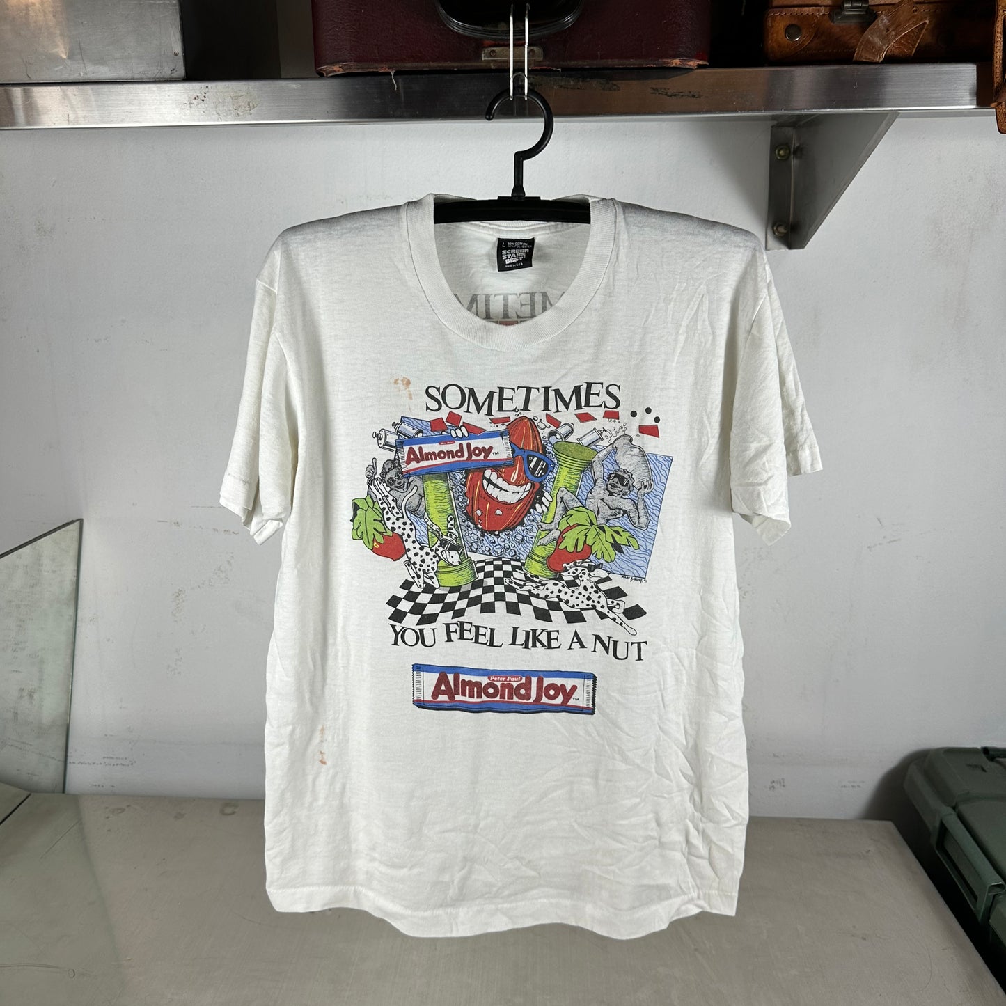 Vintage 1991 Almond Joy Sometimes You Feel Like a Nut Snack Promo Single Stitch T-Shirt