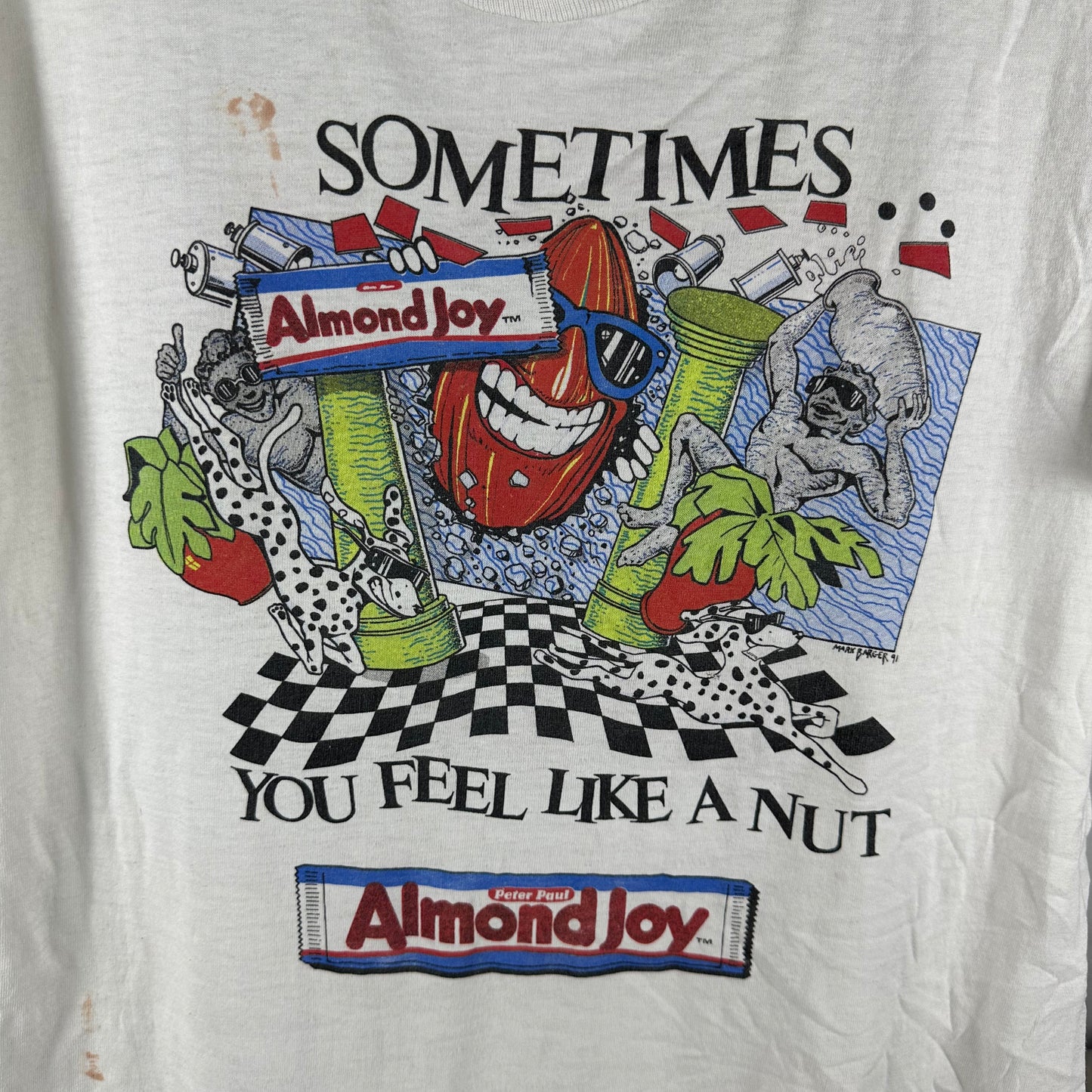 Vintage 1991 Almond Joy Sometimes You Feel Like a Nut Snack Promo Single Stitch T-Shirt