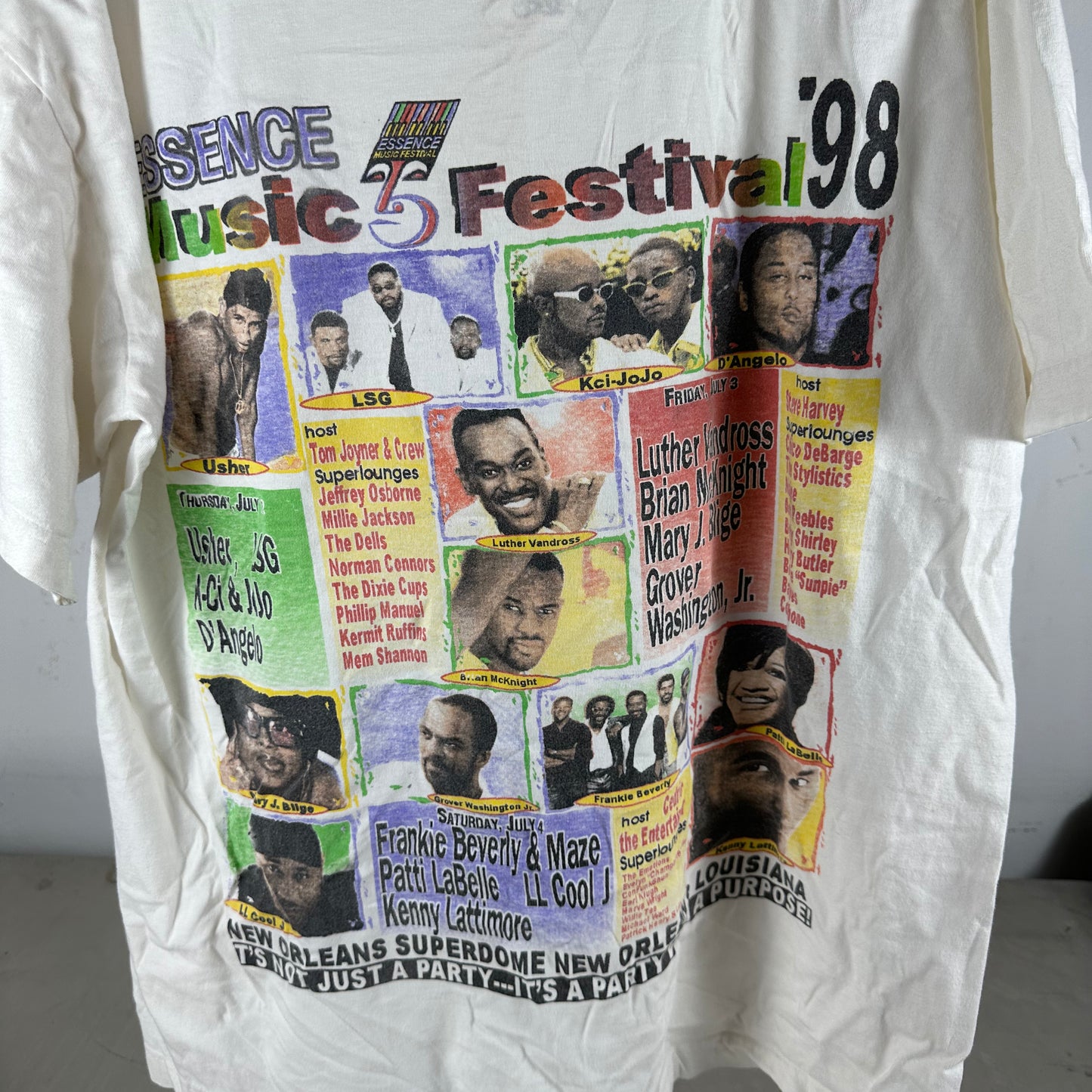 Vintage 1998 D' Angelo Mary J Blige LL Cool J Essence Music Festival Hip Hop Soul T-Shirt