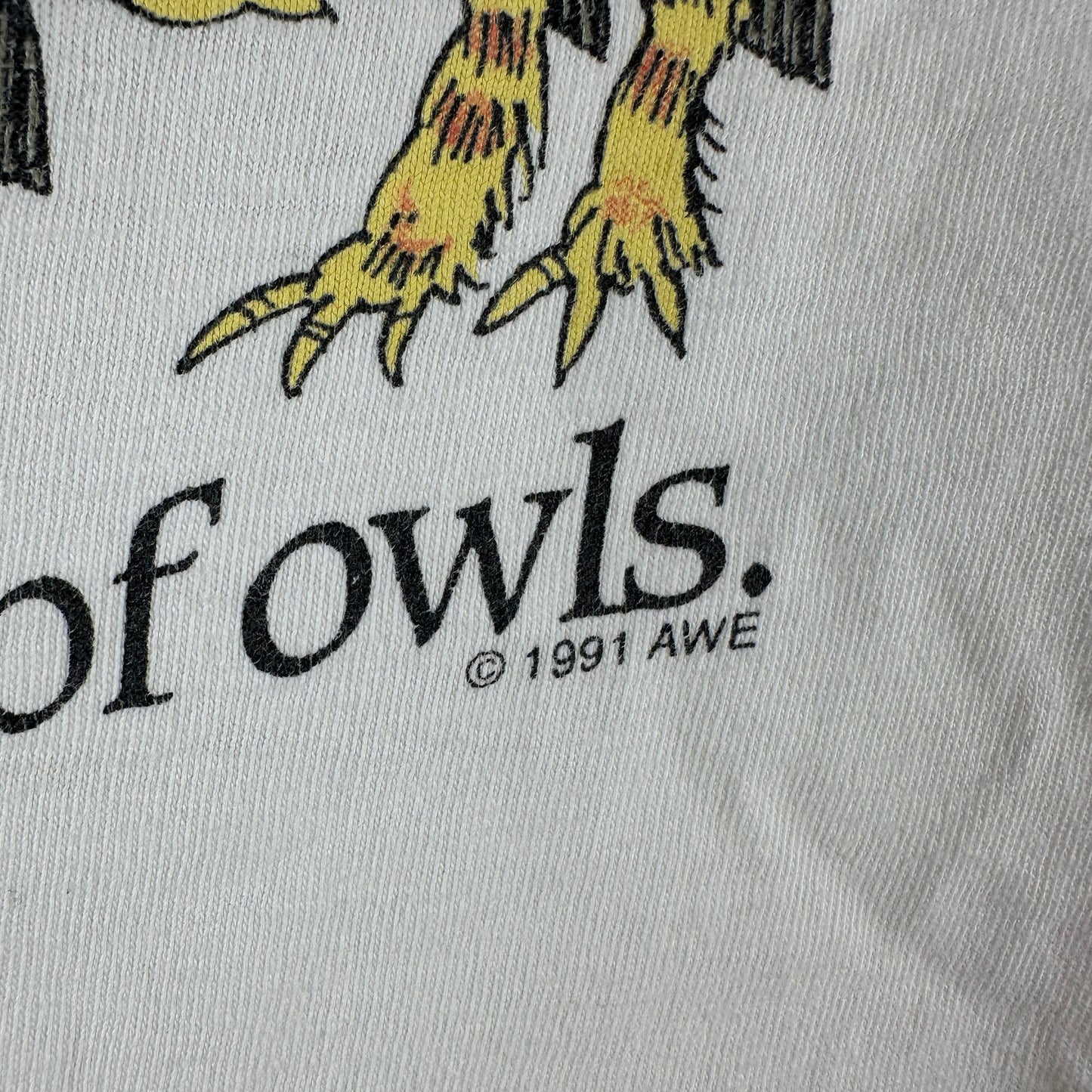 Vintage 1991 A Parliament of Owls Detroit Zoo Nature Artwork Single Stitch T-Shirt