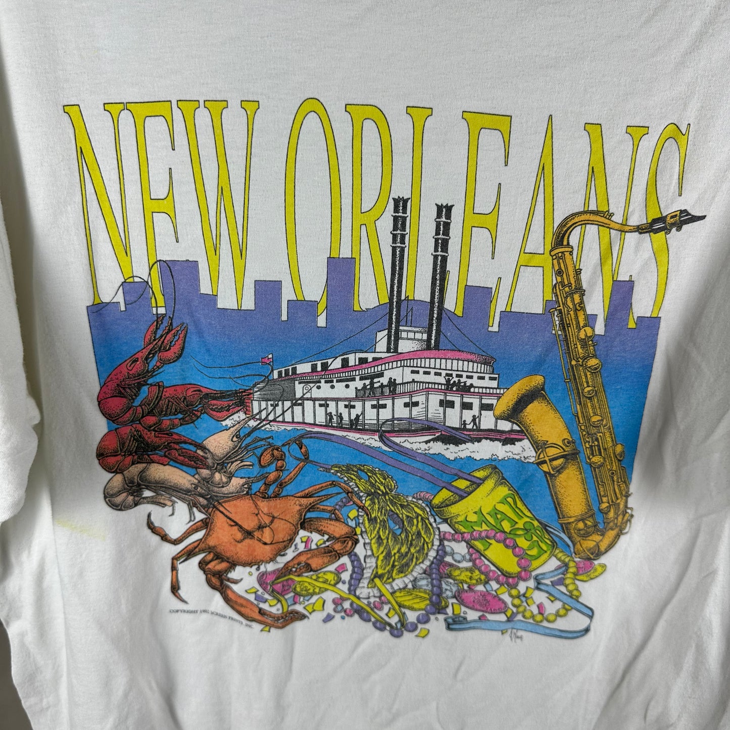 Vintage 1992 New Orleans City Artwork Single Stitch T-Shirt