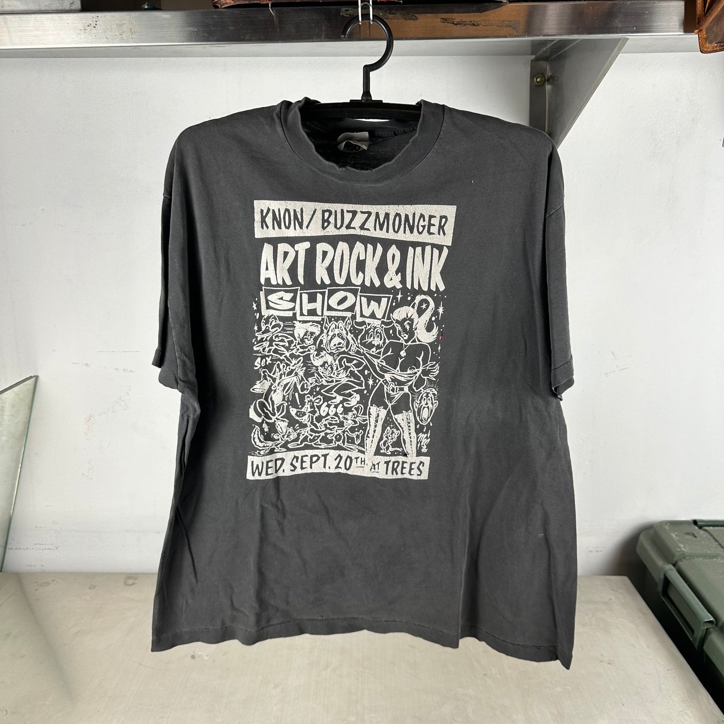 Vintage 90s Knon Buzzmonger Art Rock &amp; Ink Show Single Stitch Faded T-Shirt