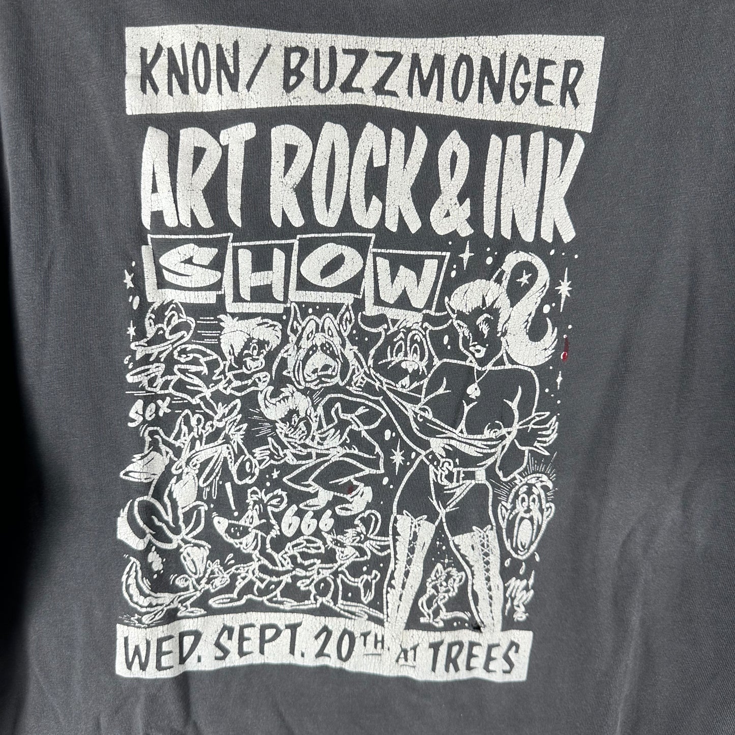 Vintage 90s Knon Buzzmonger Art Rock &amp; Ink Show Single Stitch Faded T-Shirt