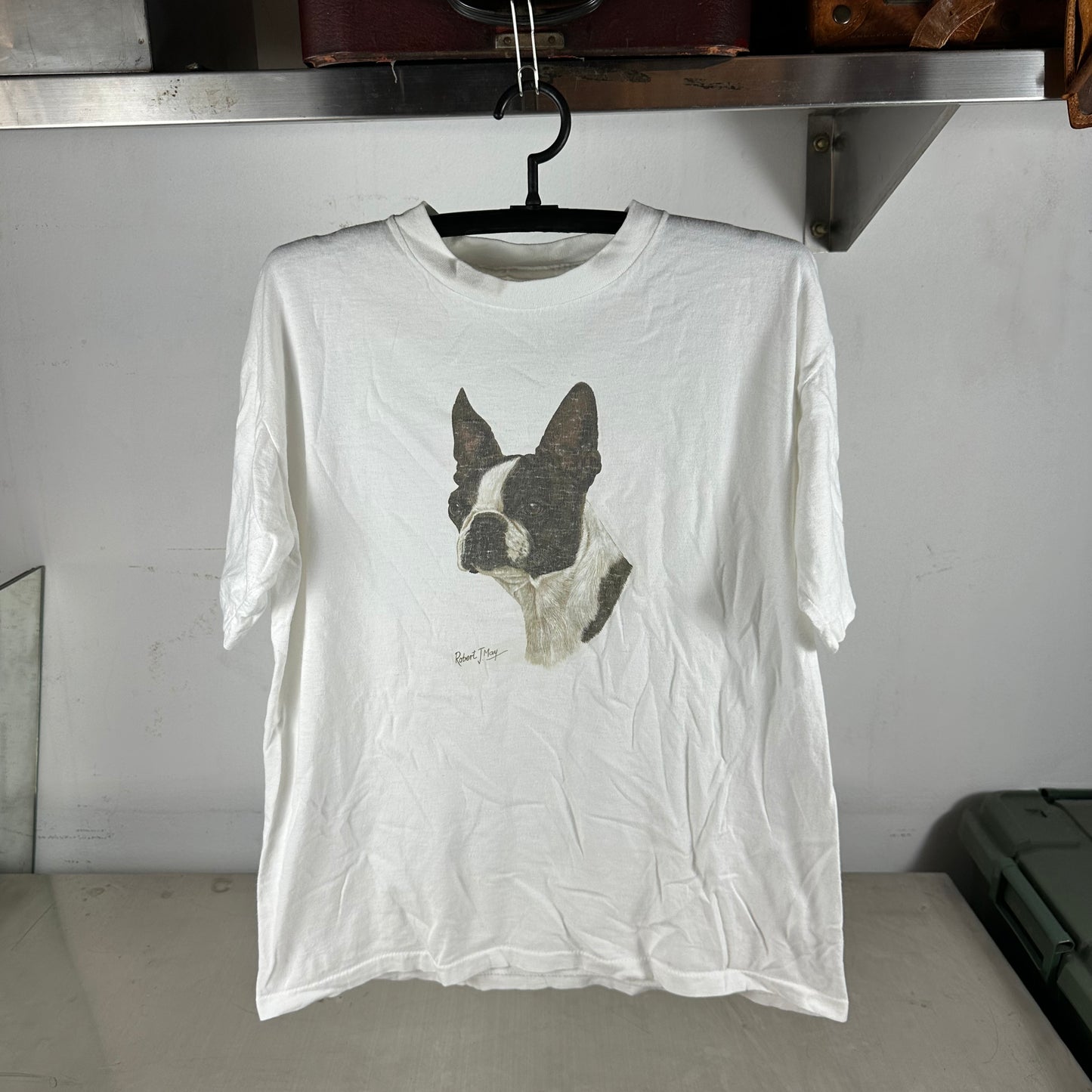 Vintage 90s Boston Terrier Dog Illustration Single Stitch T-Shirt