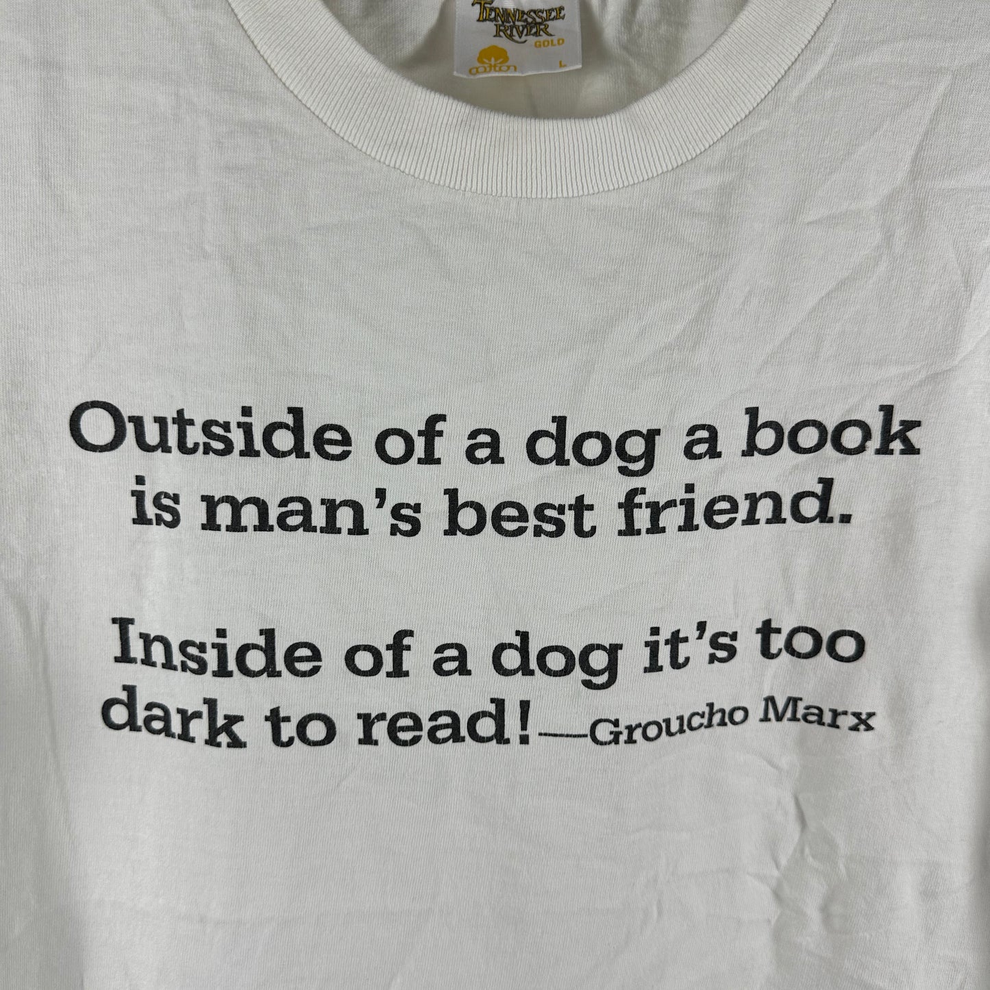 Vintage 90s Groucho Marx Outside of a Dog a Book is Man's Best Friend T-Shirt
