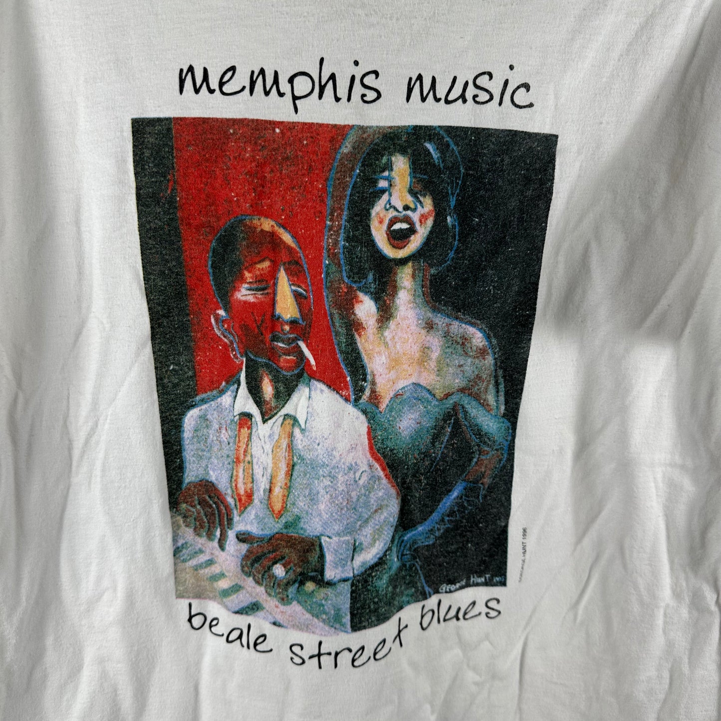 Vintage 1996 Memphis Music Beale Street Blues George Hunt Single Stitch T-Shirt