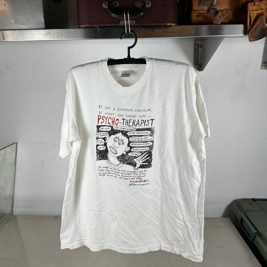 Vintage 1990 Psycho Therapist Humor Graphic Single Stitch T-Shirt