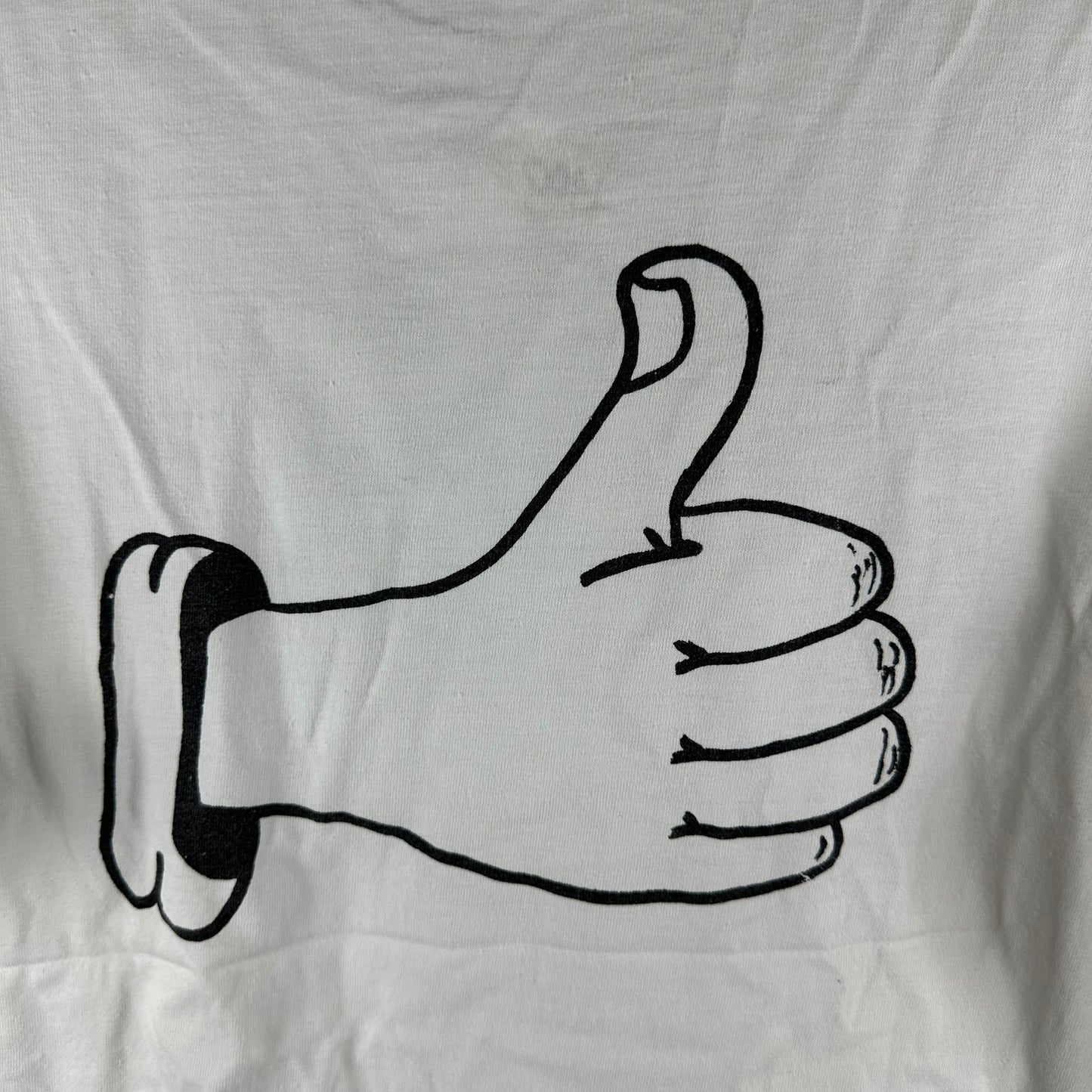 Vintage 90s Joke Thumb Up Double Sided Graphic Single Stitch T-Shirt
