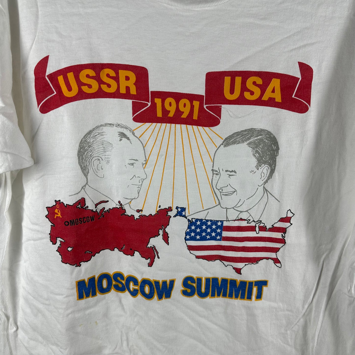 Vintage 1991 USSR USA Moscow Summit Single Stitch T-Shirt