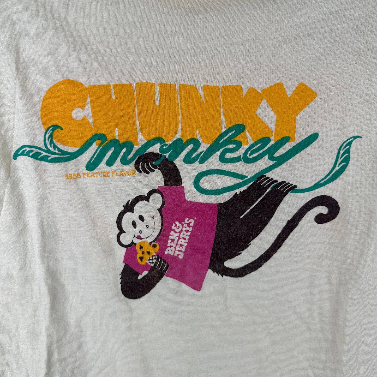 Vintage 1988 Ben & Jerry's Chunky Monkey Ice Cream Promo Single Stitch T-Shirt
