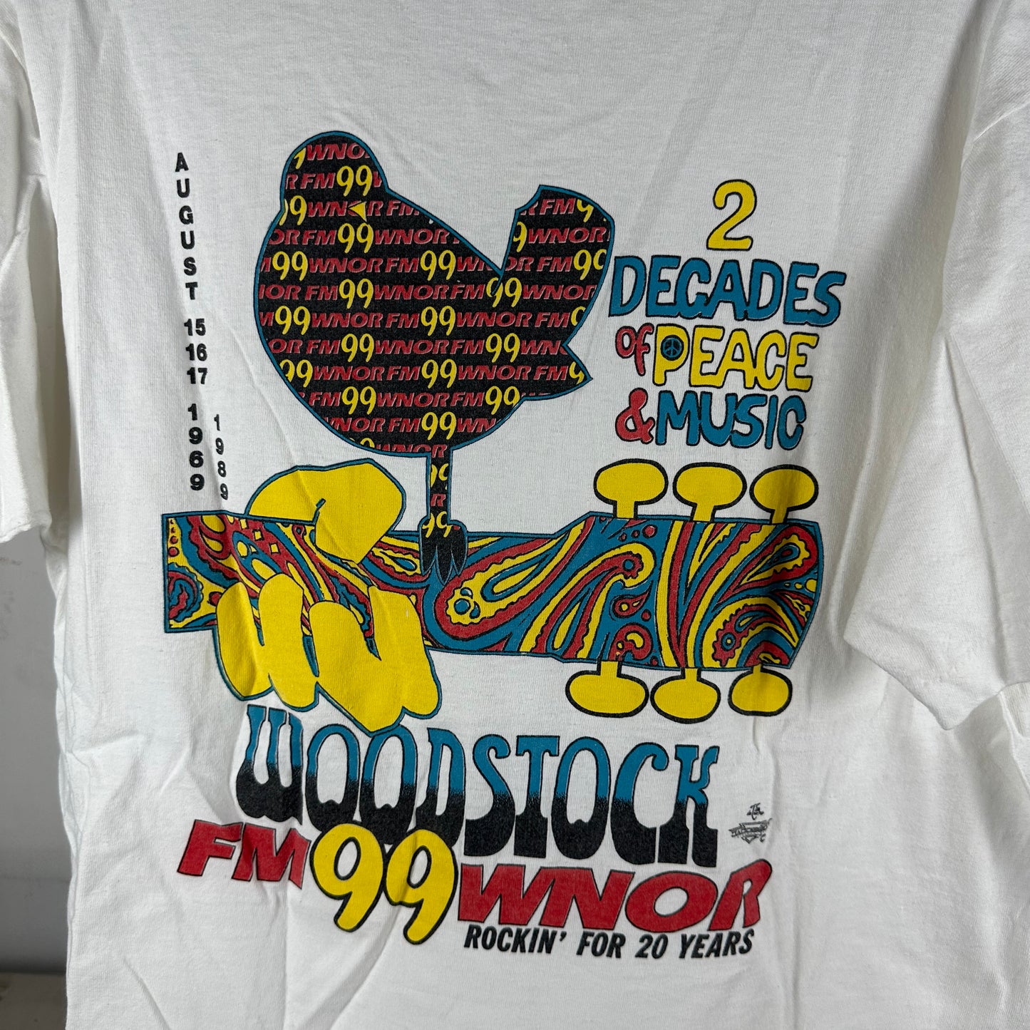 Vintage 90s Woodstock Music Festival FM99 WNOR Promo Single Stitch T-Shirt