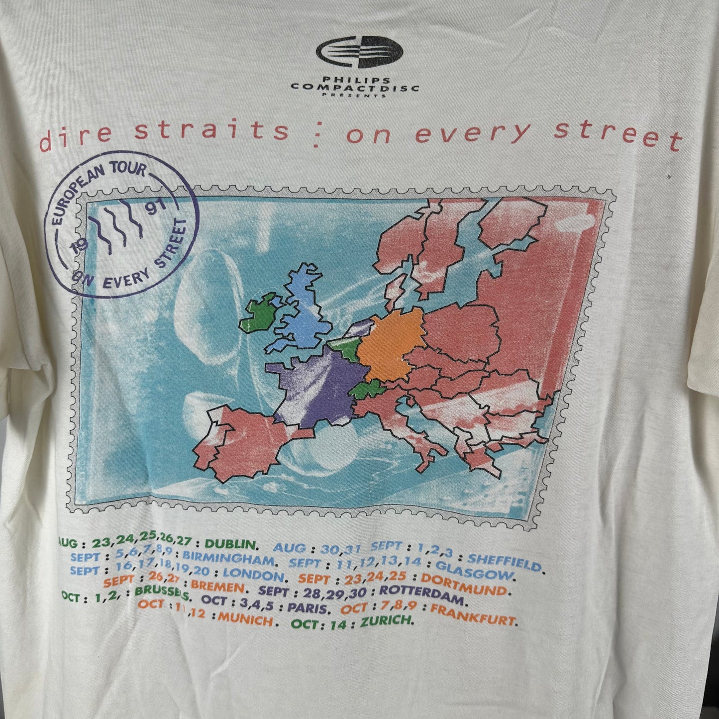Vintage 1991 Dire Straits On Every Street Rock Band Tour Concert Single Stitch T-Shirt