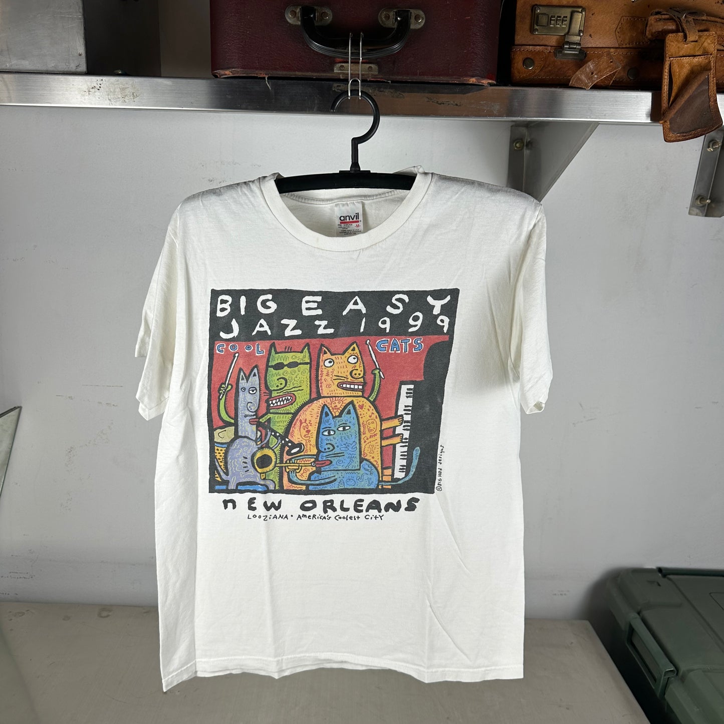 Vintage 1999 New Orleans Big Easy Jazz Cool Cats Graphic T-Shirt