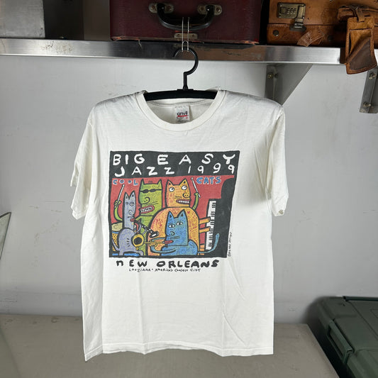 Vintage 1999 New Orleans Big Easy Jazz Cool Cats Graphic T-Shirt