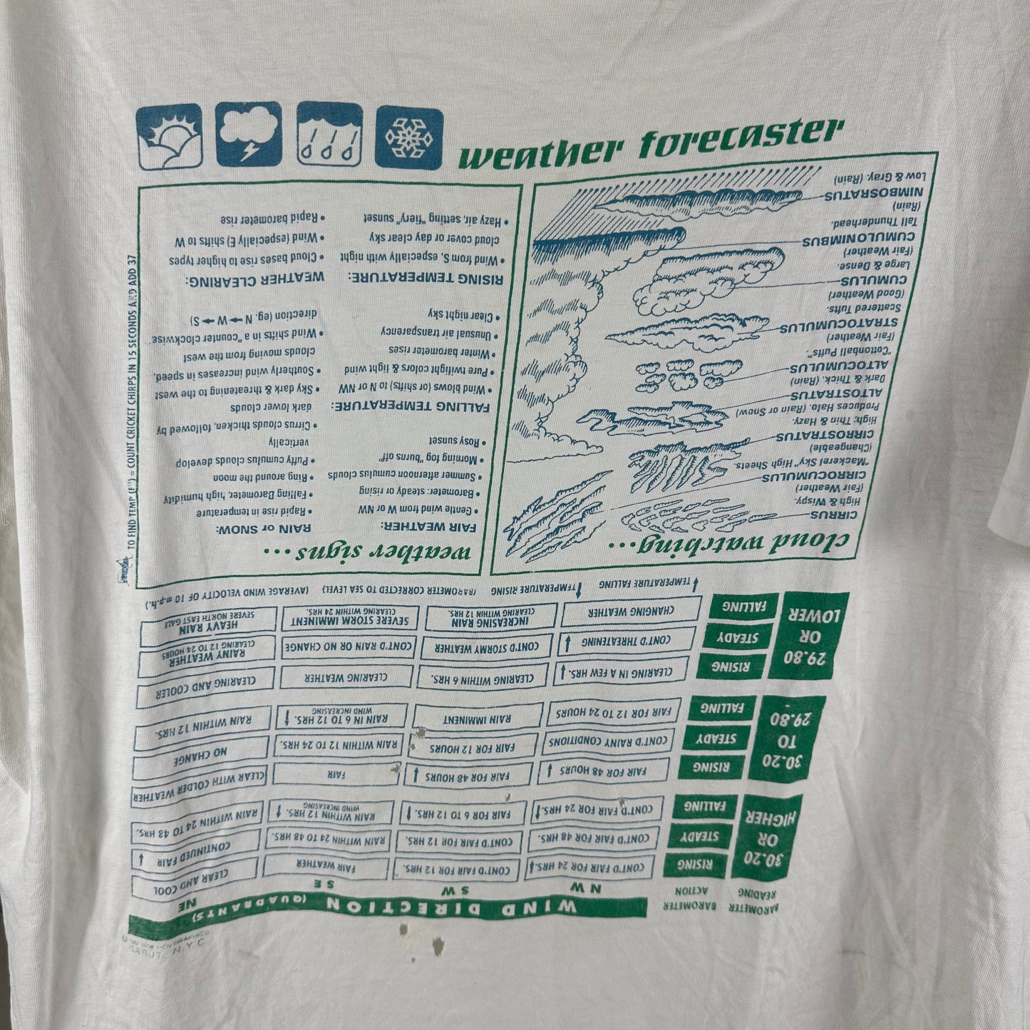 Vintage 1992 Weather Forecaster Graphic Single Stitch T-Shirt