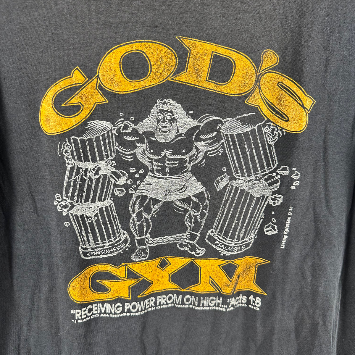 Vintage 80s God's Gym Living Epistles Religious Graphic Single Stitch T-shirt