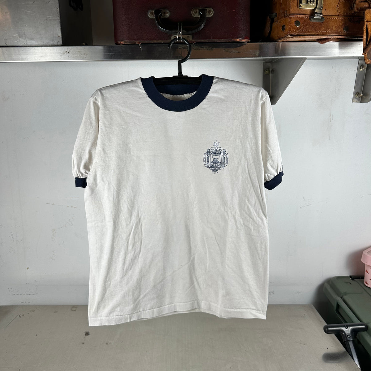 Vintage 90s US Naval Academy Ringer Graphic Single Stitch T-shirt