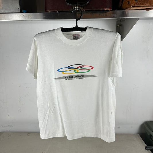 Vintage 1992 Barcelona Olympics Logo Graphic Single Stitch T-shirt