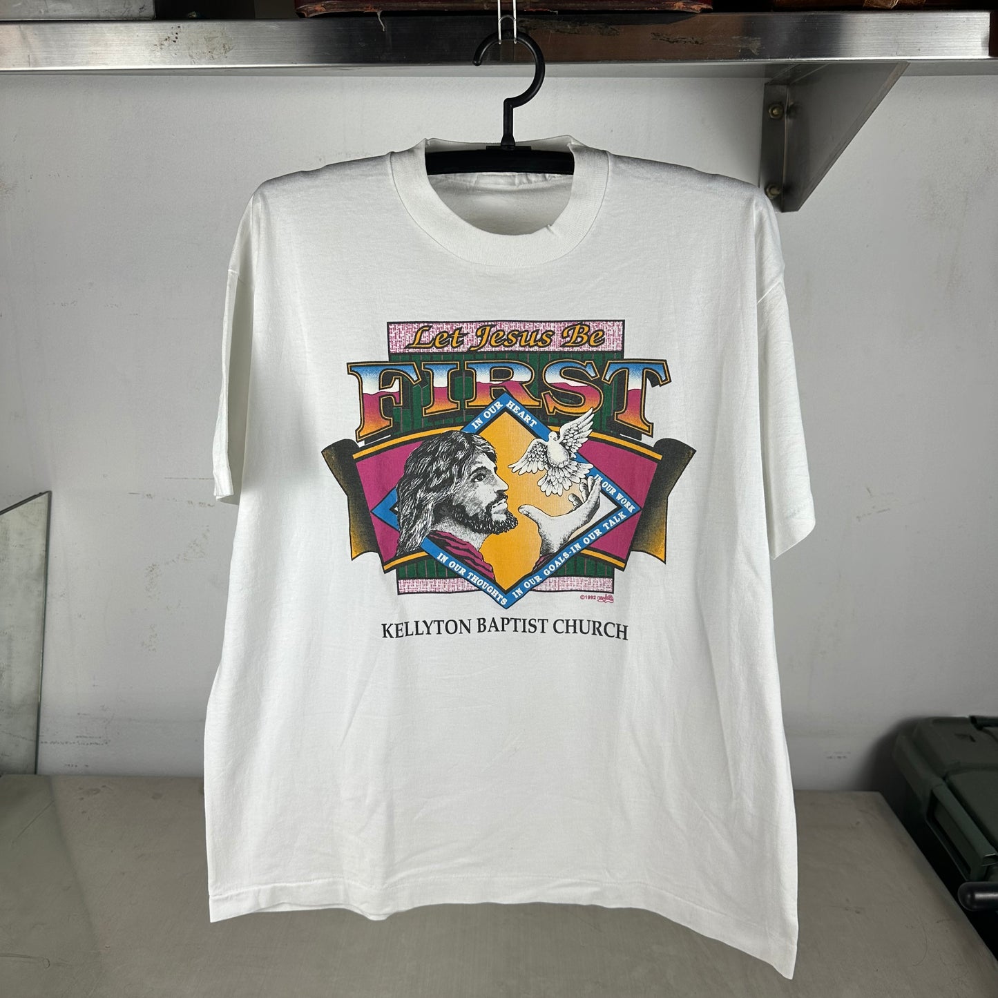 Vintage 1992 Let Jesus be First Religious Graphic Single Stitch T-Shirt