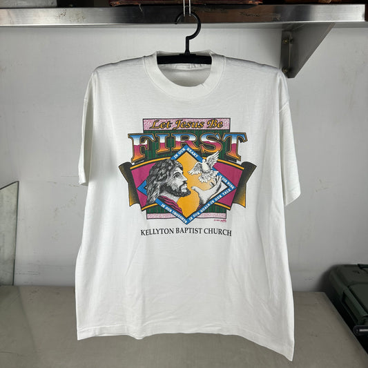 Vintage 1992 Let Jesus be First Religious Graphic Single Stitch T-Shirt