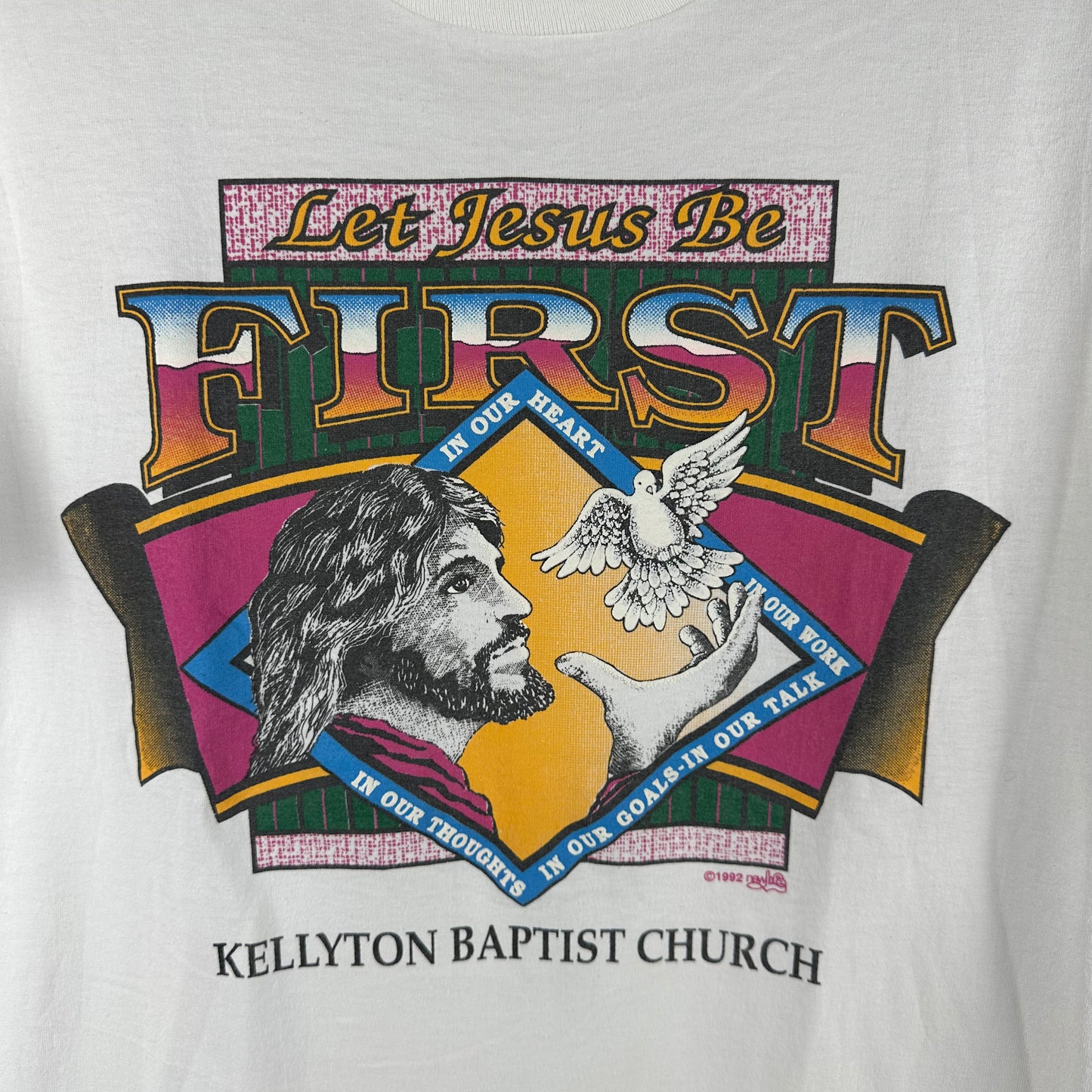Vintage 1992 Let Jesus be First Religious Graphic Single Stitch T-Shirt