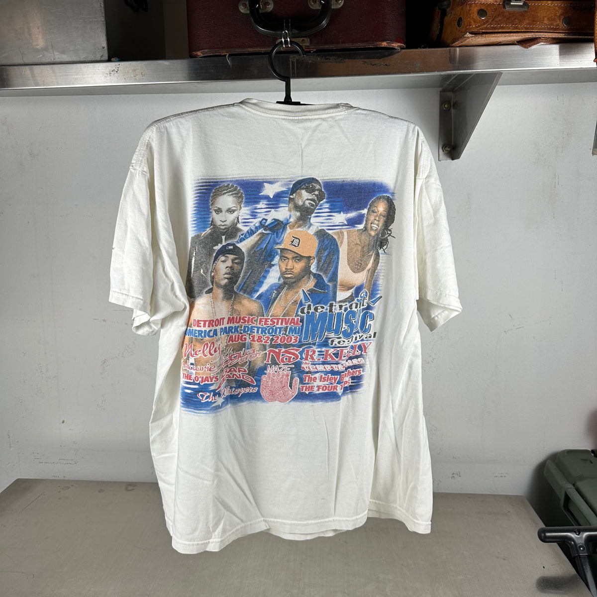 Vintage 2003 Detroit Music Festival Concert Nas Nelly Graphic T-shirt