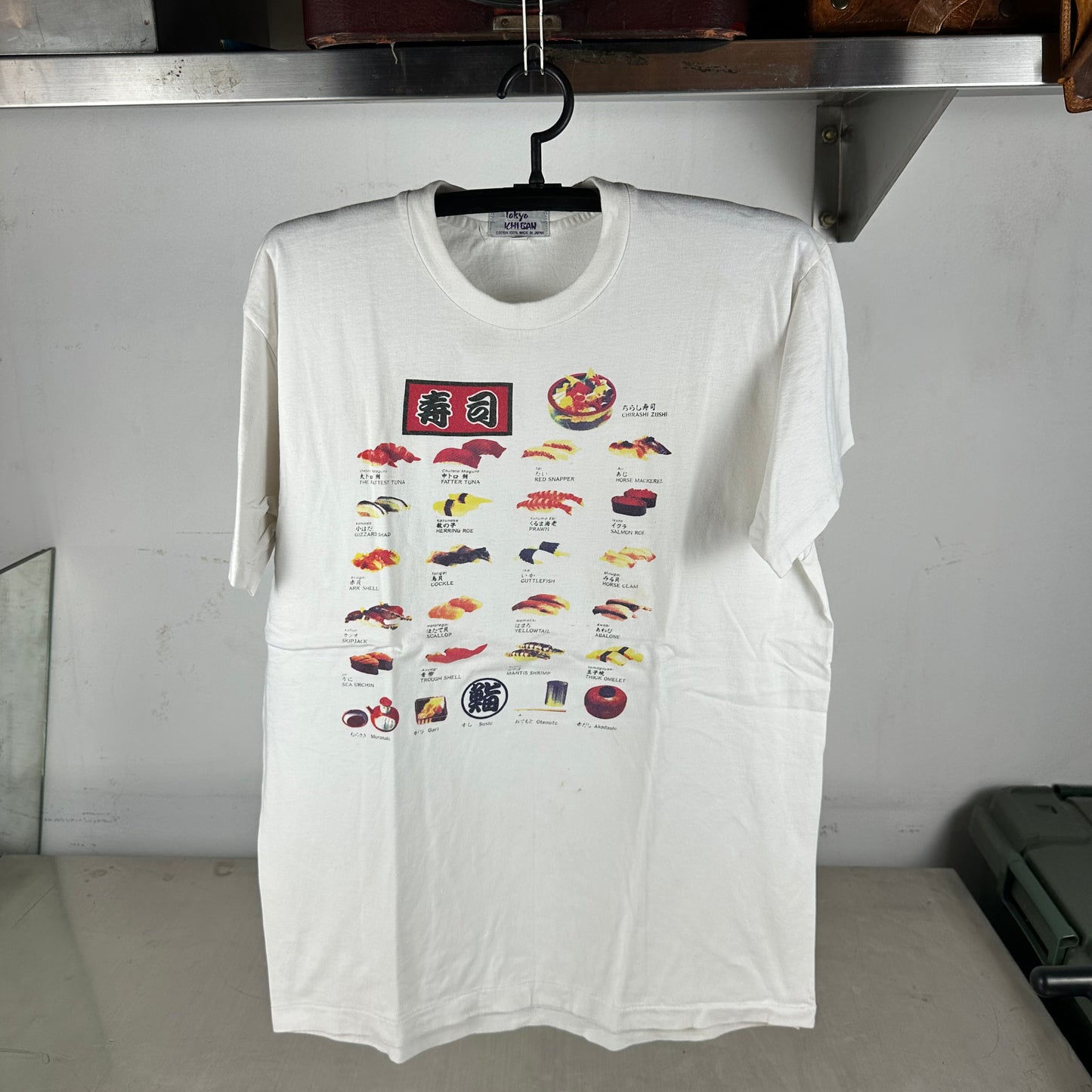 Vintage 90s Sushi Japanese Food Menu Graphic Single Stitch T-Shirt