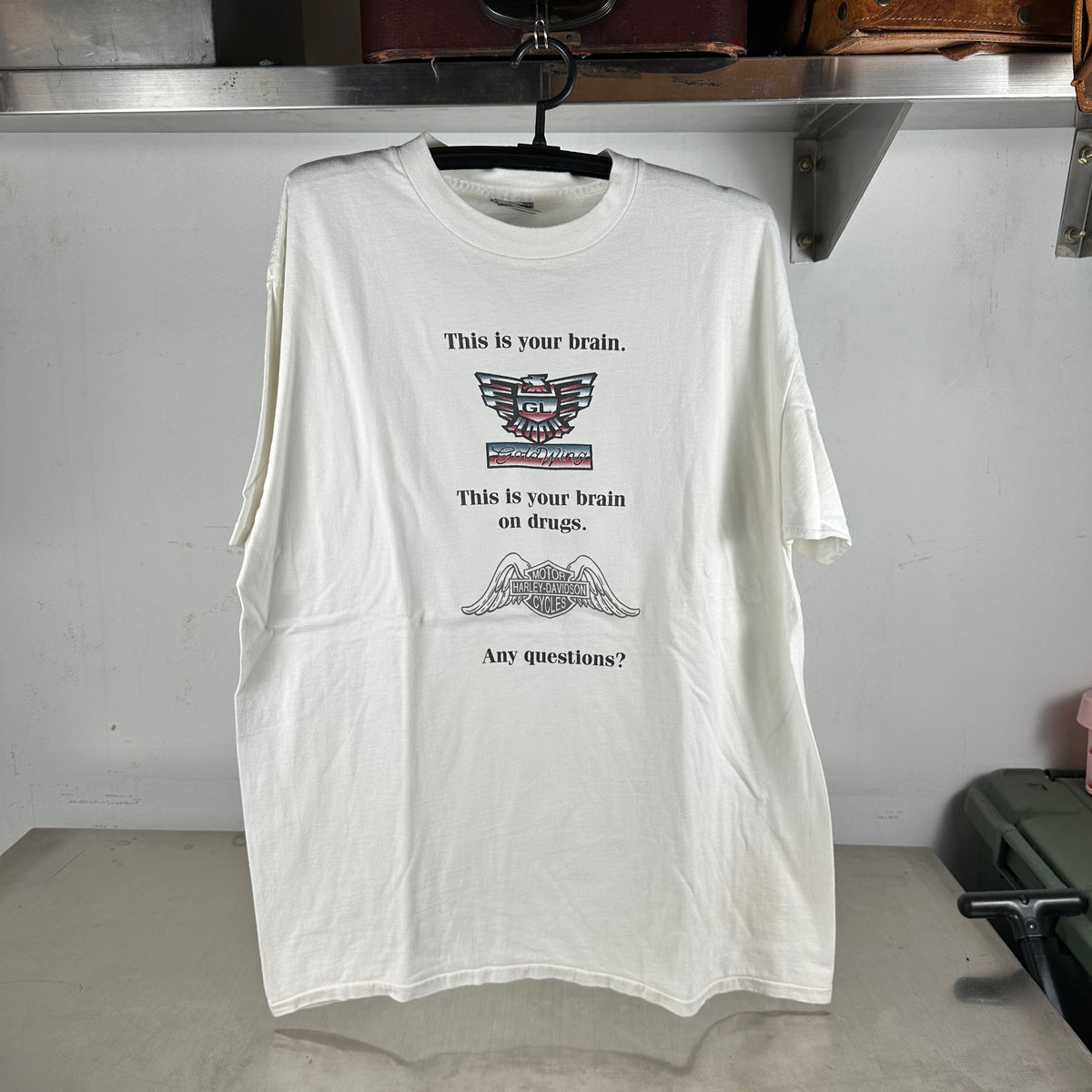 Vintage 90s Honda GoldWing This is Your Brain Motorcycle Humor Single Stitch T-shirt