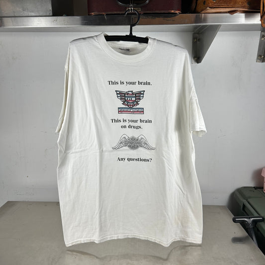 Vintage 90s Honda GoldWing This is Your Brain Motorcycle Humor Single Stitch T-shirt